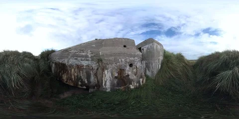 VR360, Concrete bunker from World War II in Denmark, Westwall, VR, 360 VR Stock Footage 117533249