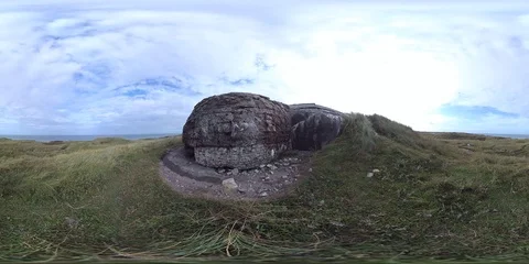 VR360, Concrete bunker from World War II in Denmark, Westwall, VR, 360 VR Stock Footage 117533364