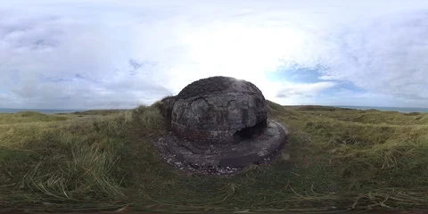 VR360, Concrete bunker from World War II in Denmark, Westwall, VR, 360 VR Stock Footage 117533526