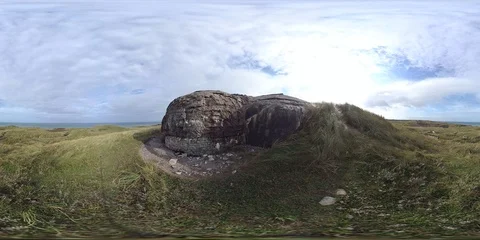 VR360, Concrete bunker from World War II in Denmark, Westwall, VR, 360 VR Stock Footage 117533710