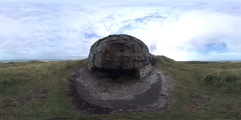 VR360, Concrete bunker from World War II in Denmark, Westwall, VR, 360 VR Stock Footage 117533867
