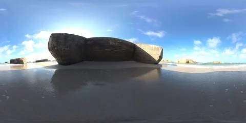 VR360, Concrete bunker from World War II in the sea, Westwall, VR, 360 VR Stock Footage 117534000
