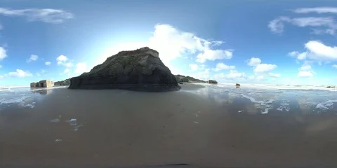 VR360, Concrete bunker from World War II on the beach, Westwall, VR, 360 VR Stock Footage 117539770