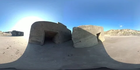 VR360, Concrete bunker from World War II on the beach, Westwall, VR, 360 VR Stock Footage 117540087