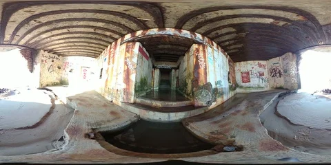 VR360, Concrete bunker from World War II on the beach, Westwall, VR, 360 VR Stock Footage 117540141
