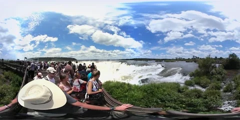 VR360. Devil's Throat at Iguazu Falls. View from Argentinean side. Stock Footage 146778325
