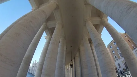 VR360 Effect Hyperlapse Rome inside view of Saint Peter Colonade Stock Footage 107275225