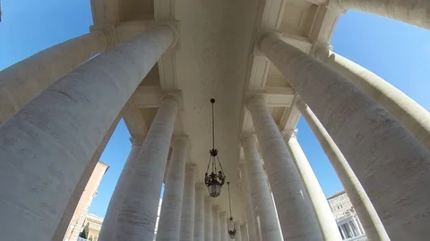 VR360 Effect Hyperlapse Rome inside view of Saint Peter Colonade Stock Footage 107325416