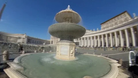 VR360 Effect Hyperlapse Rome view of Saint Peter square with the fountain Stock Footage 107325535