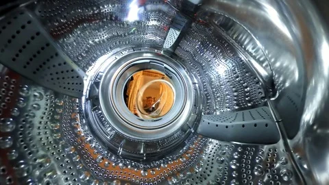 VR360 Effect A man use a Washing machine  View from inside Stock Footage 103205233