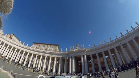 VR360 Effect  Rome Pan view of Saint Peter square with the fountain and colonade Stock Footage 107325628