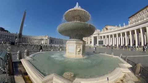 VR360 Effect  Rome Pan view of Saint Peter square with the fountain and colonade Stock Footage 107325701