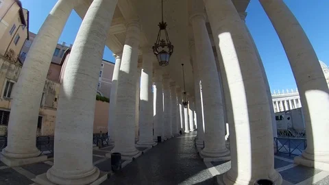VR360 Effect Rome pullback view St Peter square with the fountain and colonade Stock Footage 107325721