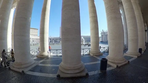 VR360 Effect  Rome view of Saint Peter from inside the Colonade Stock Footage 107325405