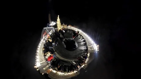 VR360 Effect -Saint Peter Square at night - The Inauguration of Christmas Tree Stock Footage 99501851