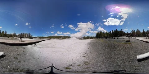 VR360. Eruption of Castle Geyser at Upper Geyser Basin. Yellowstone NP 库存影片 125605839