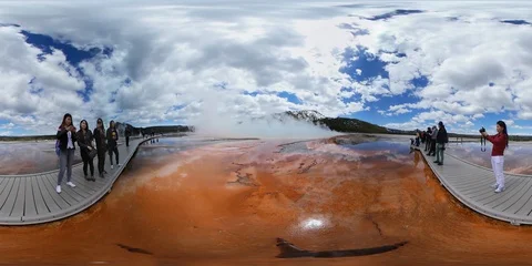 VR360. Grand Prismatic Spring at Midway Geyser Basin. Yellowstone NP Stock Footage 126778696