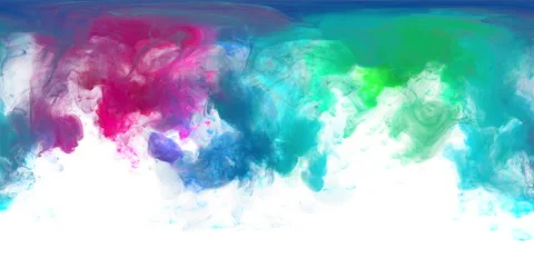 VR360 green blue powder explosion colorful burst smoke fluid ink particles 8K Stock Footage 147493269