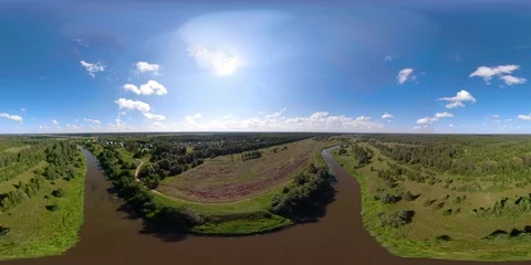 VR360 Landscape with river and trees. Stock Footage 94843255