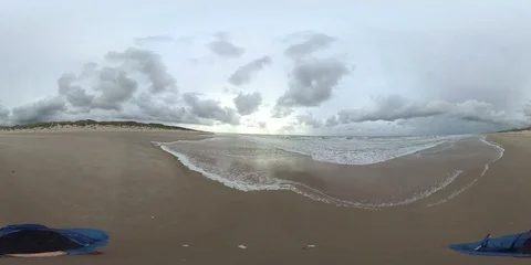 VR360, Man on the sandy beach at storm, Denmark, VR Stock Footage 117709634