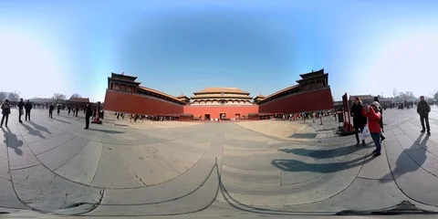 VR360. Meridian main Gate of the Forbidden City. Beijing, China Stock Footage 90294167