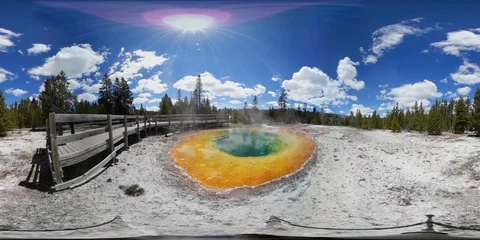 VR360. Morning Glory Pool at Upper Geyser Basin. Yellowstone NP, Wyoming, USA Stock Footage 125608434