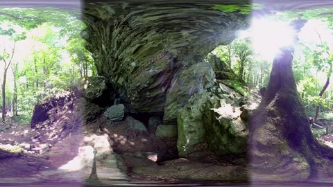 VR360, Rock cave of volcanic basalt rock, 360VR Stock Footage 130902673