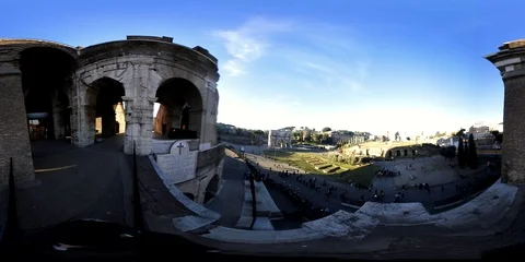 VR360, Rome, Coliseum, view from the inside terrace overlooking the square Stock Footage 100752155