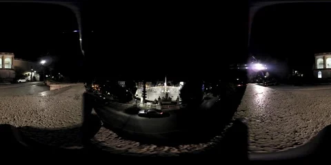 VR360 Rome Piazza del Popolo, Panoramic view at night above the famous square Stock Footage 101263108