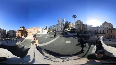 VR360 Rome Piazza di Spagna and the ancient Stairway Video stock 85356689