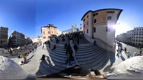 VR360 Rome Piazza di Spagna the Stairway and Fountain Video stock 85359595