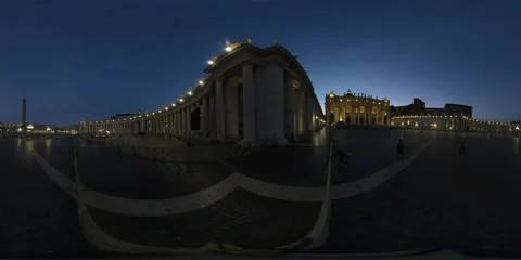 VR360 Rome Saint Peter Square at dusk , near the colonnade Stock Footage 161406850