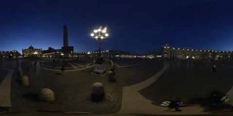 VR360 Rome Saint Peter Square at dusk walking around the obelisk Stock Footage 161406941