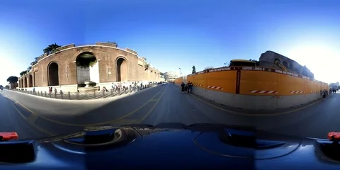 VR360 Running by bicycle towards the coliseum Stock Footage 88813483