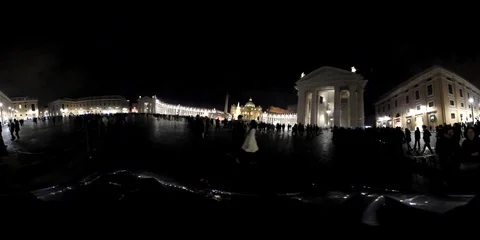 VR360 - Saint Peter Square at night - The Inauguration of Christmas Tree Stock Footage 99502019
