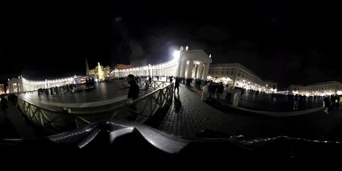 VR360 - Saint Peter Square at night - The Inauguration of Christmas Tree Stock Footage 99502175