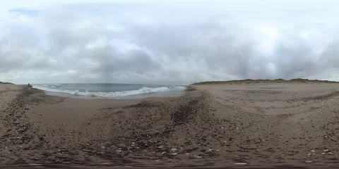 VR360, Sandy beach on the North Sea in the National Park Thy, Denmark, VR Stock Footage 117536799