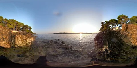 VR360 Sea at sunset Stock Footage 95046727