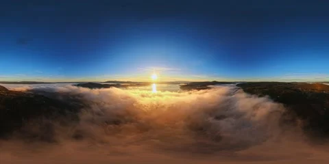 VR360 Sunrise Over Cloud Sea and Mountains, Norway Stock Footage 317544429