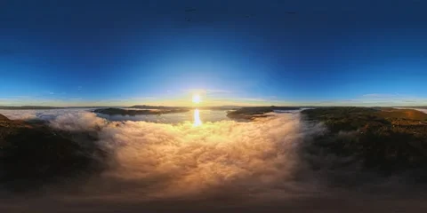 VR360 Sunrise Over Ocean of Clouds, Norway Stock Footage 317544337