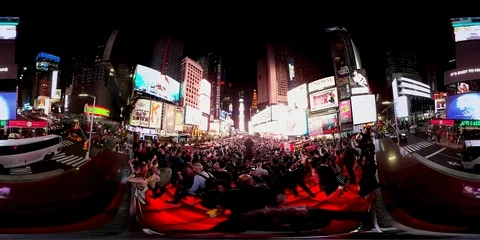 VR360. Times Square by night. NYC, USA. 库存影片 84836780