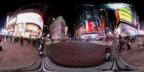 VR360. Times Square by night. NYC, USA. 库存影片 87805302