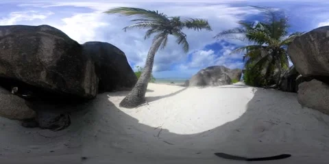 VR360 view of Anse Source d'Argent beach Seychelles Stock Footage 341156127