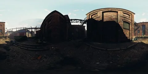 VR360 view of old abandoned factory Stock Footage 157429802