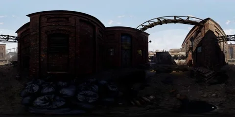 VR360 view of old abandoned factory Video stock 163769290