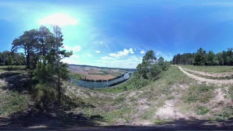 VR360, View into the river valley from the mountain Stock Footage 136192496