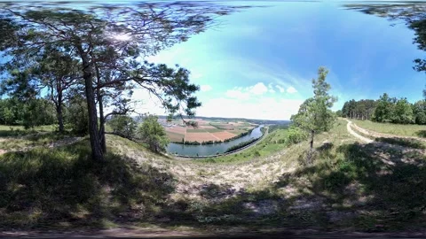 VR360, View into the river valley from the mountain Stock Footage 136192572