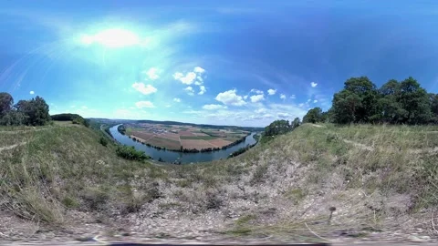 VR360, View into the river valley from the mountain Stock Footage 136192681