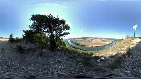VR360, View into the river valley from the mountain Stock Footage 136192768