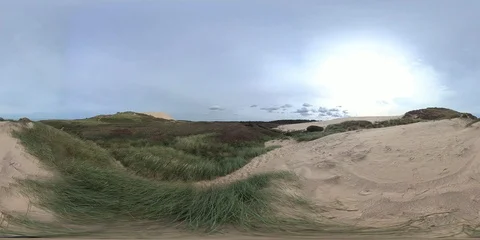 VR360, Wandering sanddune and steep coast on the North Sea, Denmark, VR Stock Footage 117706020